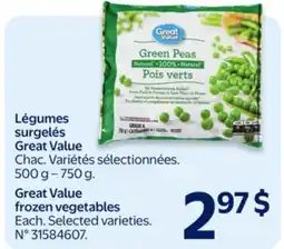 Walmart Great Value frozen vegetables offer