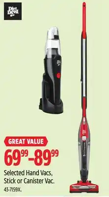 Canadian Tire Dirt Devil Selected Hand Vacs, Stick or Canister Vac offer