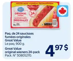 Walmart Great Value original wieners 24-pack offer