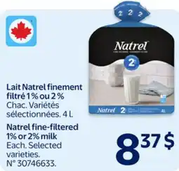 Walmart Natrel fine-filtered 1% or 2% milk offer