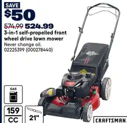 RONA CRAFTSMAN 3-in-1 self-propelled front wheel drive lawn mower offer