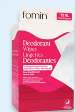 Walmart Fomin deodorant wipes 15s offer