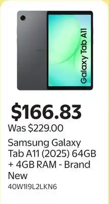Walmart Samsung Galaxy Tab A11 (2025) 64GB + 4GB RAM - Brand New offer