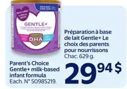 Walmart Parent's Choice Gentle+ milk-based infant formula offer