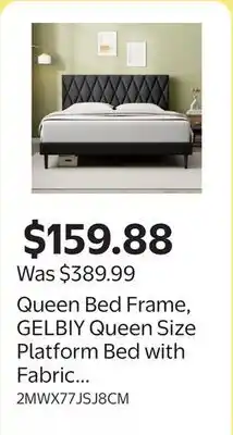 Walmart Queen Bed Frame, GELBIY Queen Size Platform Bed with Fabric Upholstered Headboard offer