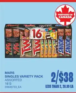 Wholesale Club MARS SINGLES VARIETY PACK, 16'S offer