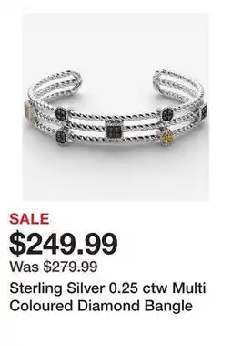 TSC Stores Sterling Silver 0.25 ctw Multi Coloured Diamond Bangle offer