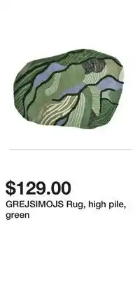 IKEA GREJSIMOJS Rug, high pile, green offer
