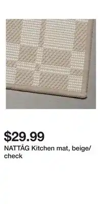 IKEA NATTÅG Kitchen mat, beige/check offer