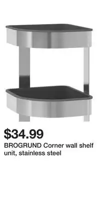 IKEA BROGRUND Corner wall shelf unit, stainless steel offer