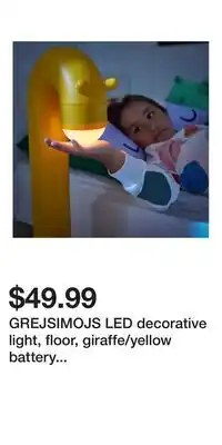 IKEA GREJSIMOJS LED decorative light, floor, giraffe/yellow battery operated offer