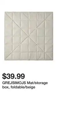IKEA GREJSIMOJS Mat/storage box, foldable/beige offer