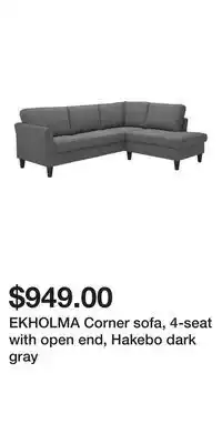 IKEA EKHOLMA Corner sofa, 4-seat with open end, Hakebo dark gray offer