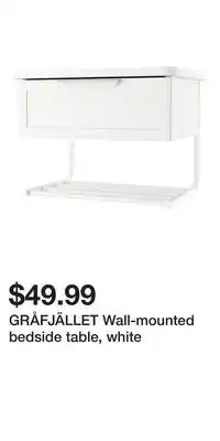 IKEA GRÅFJÄLLET Wall-mounted bedside table, white offer