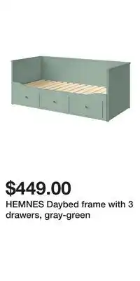 IKEA HEMNES Daybed frame with 3 drawers, gray-green offer