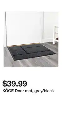 IKEA KÖGE Door mat, gray/black offer