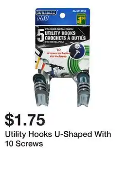 Dollarama Utility Hooks U-Shaped With 10 Screws offer