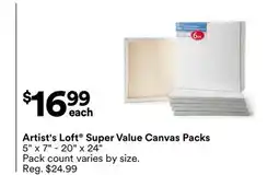 Michaels Artist's Loft Super Value Canvas Packs offer