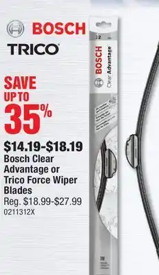 PartSource Bosch Clear Advantage or Trico Force Wiper Blades offer