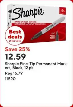 Staples Sharpie Fine-Tip Permanent Markers, Black offer