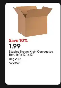Staples Staples Brown Kraft Corrugated Box, 16 x 12 x 12 offer