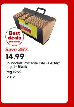 Staples 19-Pocket Portable File - Letter/Legal - Black offer