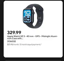 Staples Apple Watch SE 3 - 40 mm - GPS - Midnight Aluminum Case with Midnight Sport Band - S/M offer