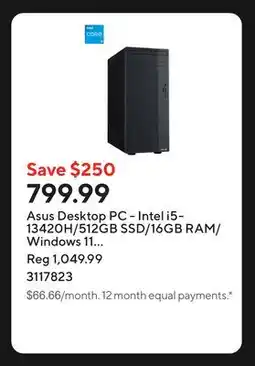 Staples Asus Desktop PC - Intel i5-13420H/512GB SSD/16GB RAM/Windows 11 Home/Grey offer