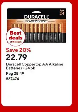 Staples Duracell Coppertop AA Alkaline Batteries offer