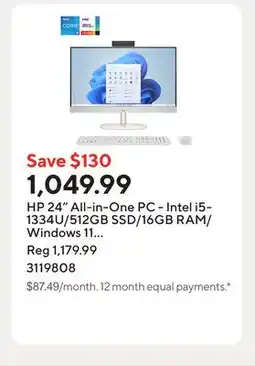 Staples HP 24 All-in-One PC - Intel i5-1334U/512GB SSD/16GB RAM/Windows 11 Home offer