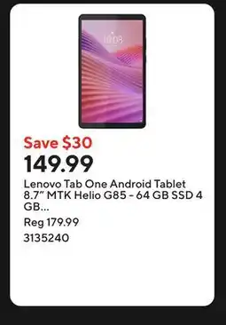Staples Lenovo Tab One Android Tablet 8.7 MTK Helio G85 - 64 GB SSD 4 GB RAM with Folio Case - Luna Grey offer