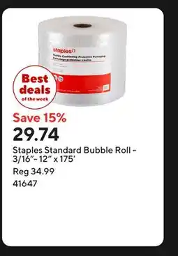 Staples Staples Standard Bubble Roll - 3/16- 12 x 175' offer