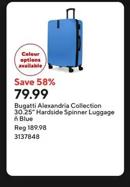 Staples Bugatti Alexandria Collection 30.25 Hardside Spinner Luggage ñ Blue offer