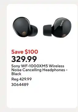 Staples Sony WF-1000XM5 Wireless Noise Cancelling Headphones - Black offer
