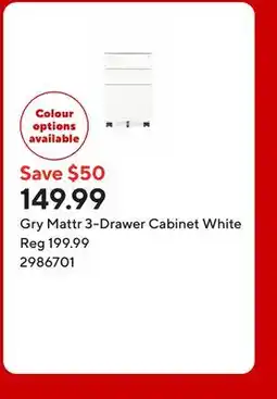 Staples Gry Mattr 3-Drawer Cabinet White offer