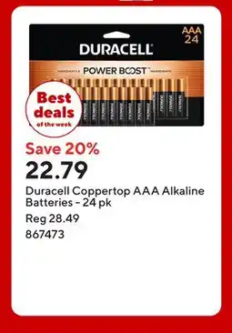 Staples Duracell Coppertop AAA Alkaline Batteries offer