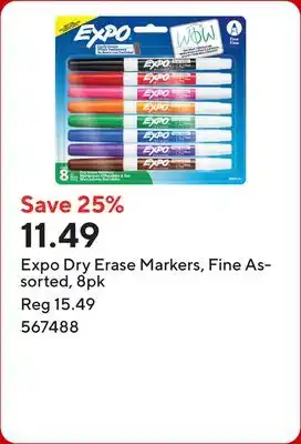Staples Expo Dry Erase Markers, Fine Assorted offer