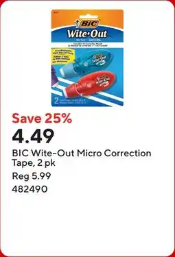Staples BIC Wite-Out Micro Correction Tape offer