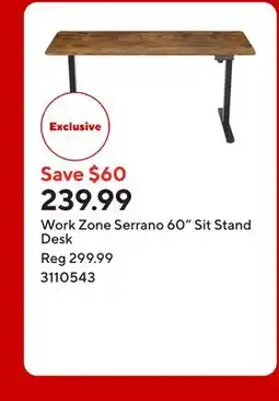 Staples Work Zone Serrano 60 Sit Stand Desk offer