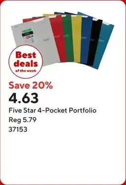 Staples Five Star 4-Pocket Portfolio offer
