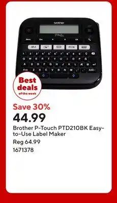 Staples Brother P-Touch PTD210BK Easy-to-Use Label Maker offer