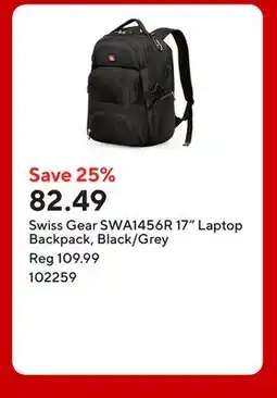 Staples Swiss Gear SWA1456R 17 Laptop Backpack, Black/Grey offer