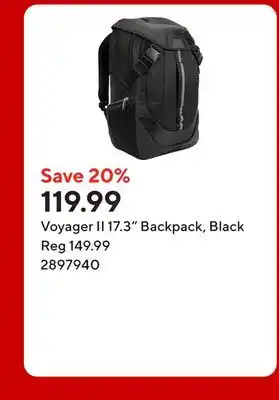 Staples Voyager II 17.3 Backpack, Black offer
