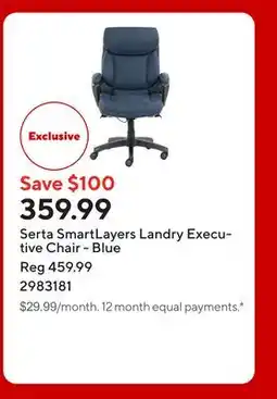 Staples Serta SmartLayers Landry Executive Chair - Blue offer