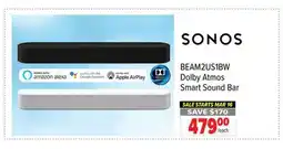 2001 Audio Video BEAM2US1BW SONOS Dolby Atmos Smart Sound Bar offer