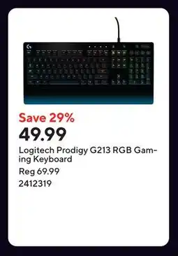 Staples Logitech Prodigy G213 RGB Gaming Keyboard offer