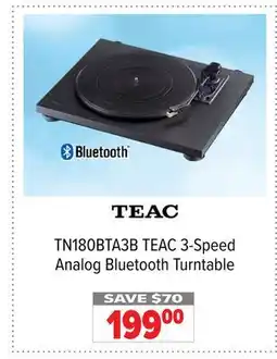 2001 Audio Video TN180BTA3B TEAC 3-Speed Analog Bluetooth Turntable offer