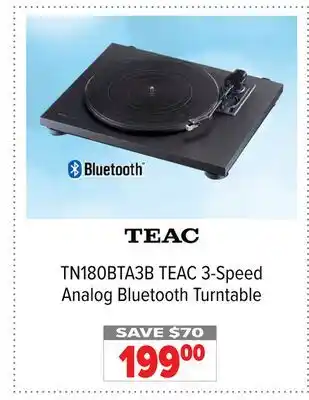 2001 Audio Video TN180BTA3B TEAC 3-Speed Analog Bluetooth Turntable offer
