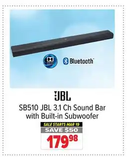 2001 Audio Video SB510 JBL 3.1 Ch Sound Bar with Built-in Subwoofer offer