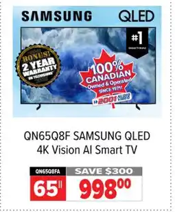 2001 Audio Video QN65Q8F 65|| SAMSUNG QLED 4K Vision AI Smart TV offer